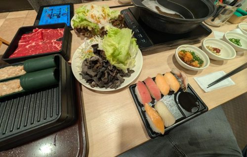 しゃぶ葉にて＜ディナーは寿司食べ放題！やらせていただきやした。